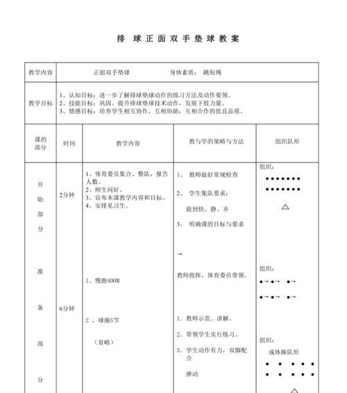 掌握排球正面双手向上颠球的技巧（打造稳定高效的颠球动作）