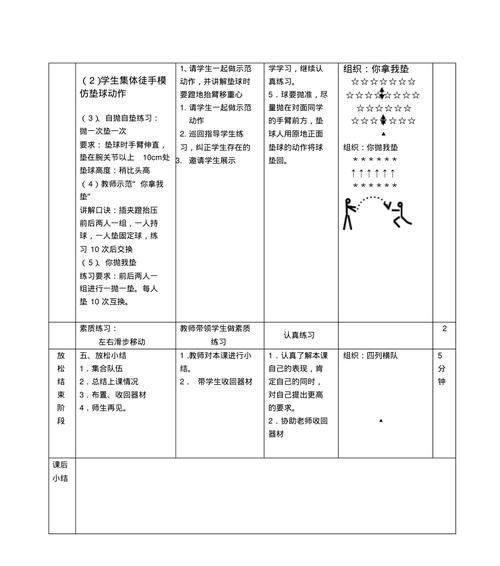 优化你的排球双手正面垫球技术（掌握关键要领，提高你的垫球能力）